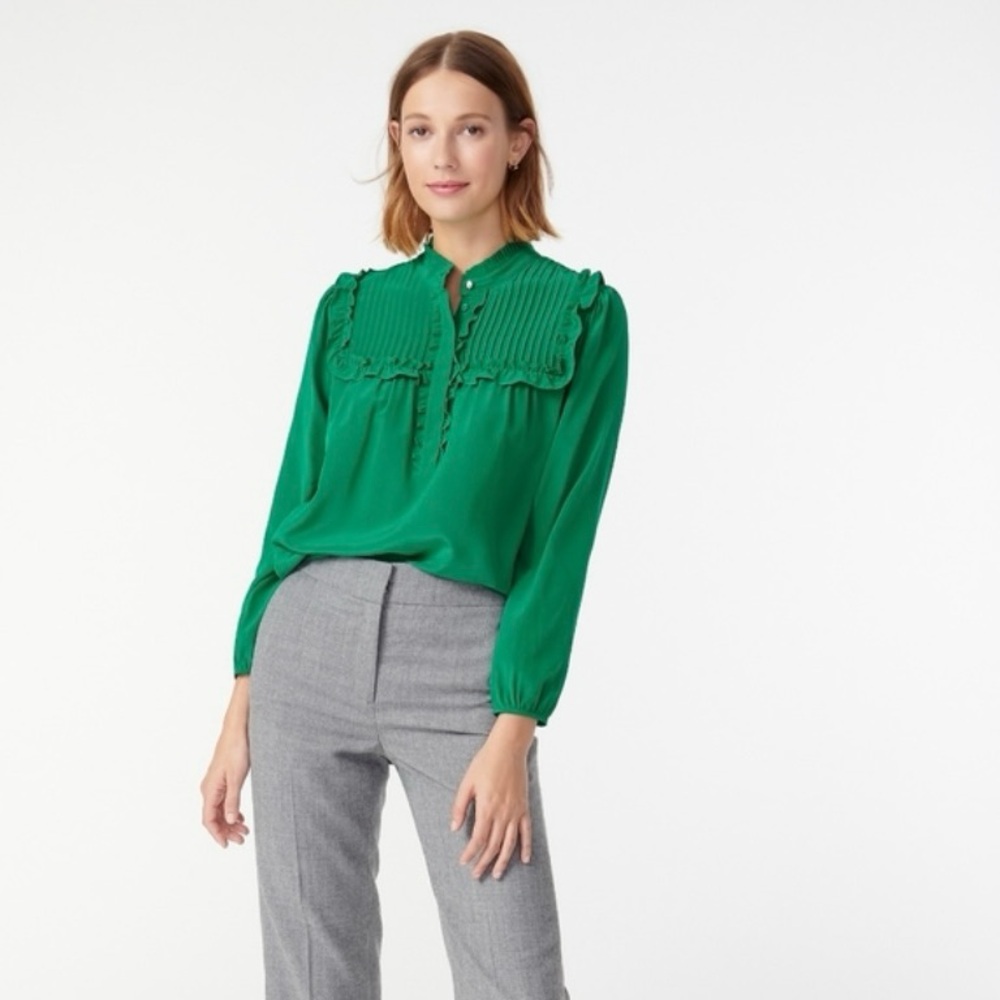 J. Crew - Silk Blouse in Emerald Green - Size M